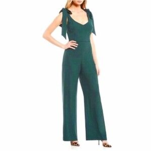 Gianni bini evergreen wide leg Danica jumpsuit with ties at shoulders size 4
